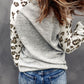 Happy Fall Leopard Splicing Long Sleeve Top