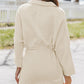 Button Pockets Drawstring Waist Dress