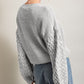Cable Knit Sleeve Drop Shoulder Sweater