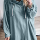 Solid Ruffled Hem Loose Fit Tunic Hoodie