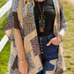 Leopard Color Block Open Front Kimono