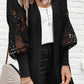 Crochet Lace Sleeve Ribbed Knit Cardigan