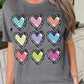 Colorful Heart Shaped Print Crew Neck Casual Tee