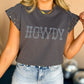 Rhinestone HOWDY Graphic Studded Sleeve T Shirt