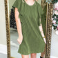 Flutter Sleeve Ribbed Shift Dress