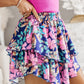 Floral Elastic High Waist Tiered Ruffled Skirt