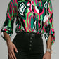 Abstract Print Roll-tab Sleeve Chest Pocket Shirt