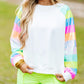 Sequin Color Block Raglan Sleeve Pullover Sweatshirt