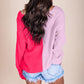 Long Sleeve V-Neck Colorblock Sweater