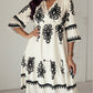 Western Geometric Print 3/4 Sleeve Loose Midi Dress