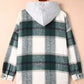 Hooded Plaid Button Front Shacket