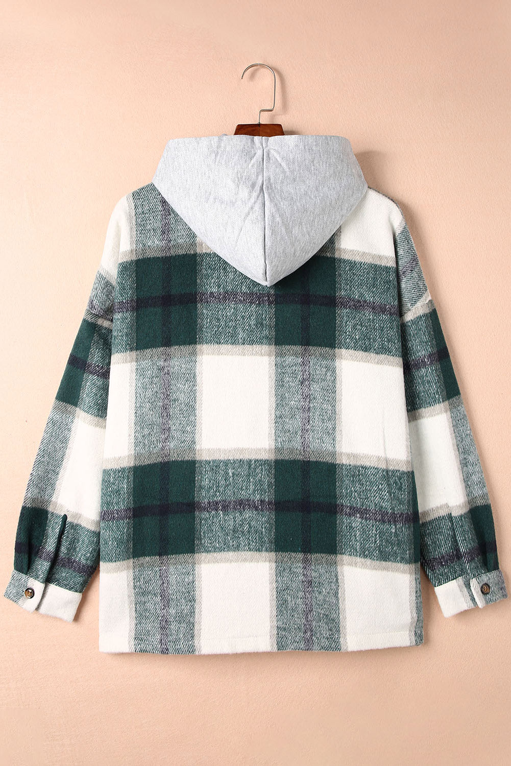 Hooded Plaid Button Front Shacket