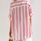Striped Button Up Rolled Sleeves Shirt