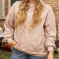 Plus Size Textured Drop Shoulder Crew Neck Sweatshirt