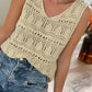V Neck Textured Hollow-out Sweater Vest