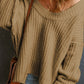 Ribbed Knit Round Neck Slouchy Chunky Sweater