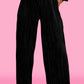 Pleated Long Sleeve Shirt and Wide-Leg Pants Set