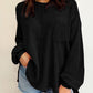 Exposed Seam Patchwork Bubble Sleeve Waffle Knit Top