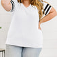 Plus Size Stripes Stitching Sleeve V Neck T-shirt