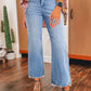 Mineral Wash Raw Hem High Waist Flared Jeans