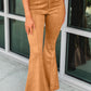 Exposed Seam Flare Suede Pants with Pockets