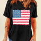 Frayed American Flag Printed Crewneck T Shirt