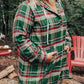 Plus Size Plaid Kangaroo Pocket Drawstring Hoodie