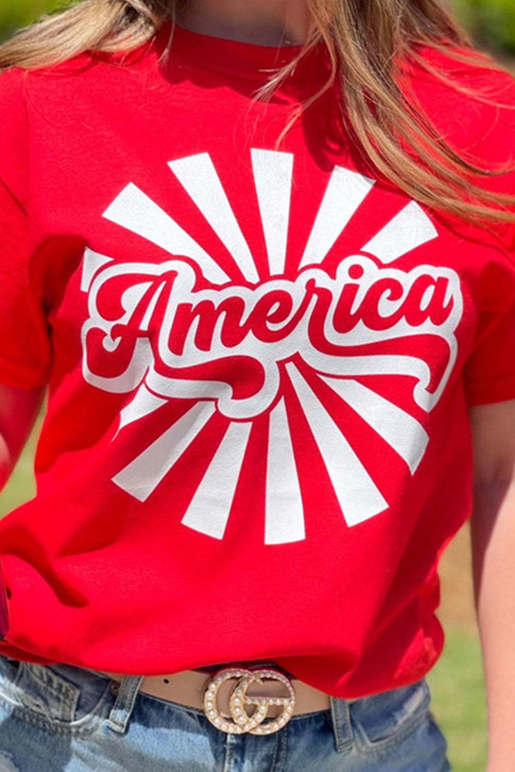 America Graphic Print Short Sleeve T Shirt