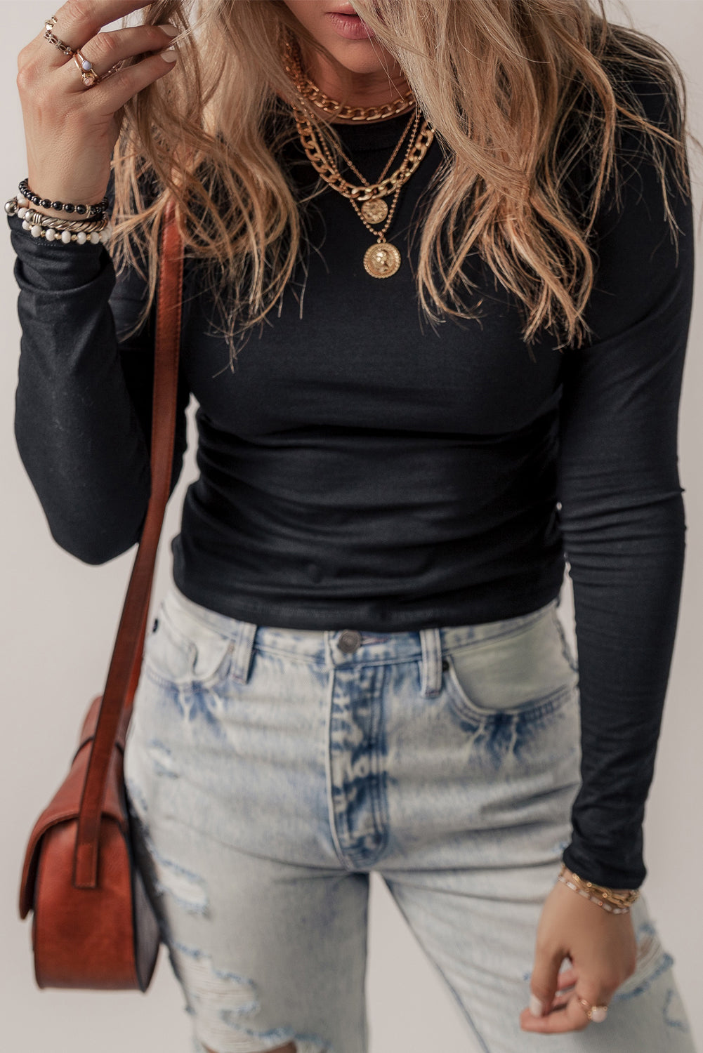 Solid Long Sleeve Slim Fit Tee