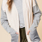 Colorblock Patchwork Open Front Cardigan with Pocket