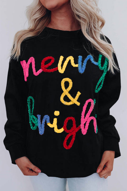 Colorful Merry & Bright Tinsel Graphic Sweater