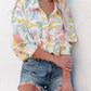 Abstract Printed Turn-Down Collar Loose Shirt