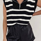 Stripe Zipped Collar Knit Sweater Tank