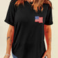 American Flag Embroidered Round Neck T Shirt