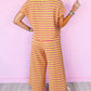 Stripe Rainbow Tee Tasseled String Wide Leg Pants Set