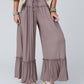 Frilled Drawstring High Waist Wide Leg Pants