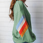 Rainbow Striped Sleeve Crew Neck Loose Sweatshirt