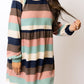 Striped Color Block Long Sleeve Mini Dress