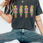 Mardi Gras Sequin Graphic Drop Shoulder Crew Neck T Shirt