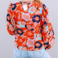 Floral Print Ruffle Puff Sleeve Blouse