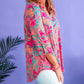 Plus Size Paisley Print V Neck Roll Tab Sleeve Blouse