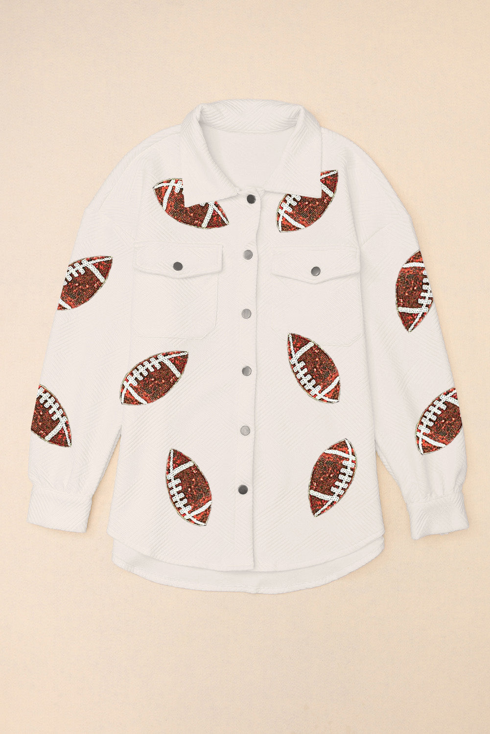 Bubble Gum Texture Sequined Football Shacket