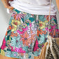 Floral Print Elastic Waist Shorts
