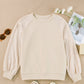 Eyelet Knit Patchwork Raglan Sleeve Pullover Top