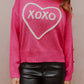 Heart XOXO Pattern Drop Shoulder Rib Knit Sweater