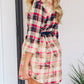 Gradient Plaid Print Shirt Short Dress