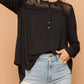 Star Mesh Yoke Draped Detail Blouse