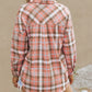 Drop Shoulder Rounded Hem Plaid Pattern Shirt
