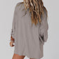 Ribbed Roll-tab Sleeve Chest Pocket Oversize Top