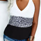 Leopard Print Contrast V-Neck Tank Top